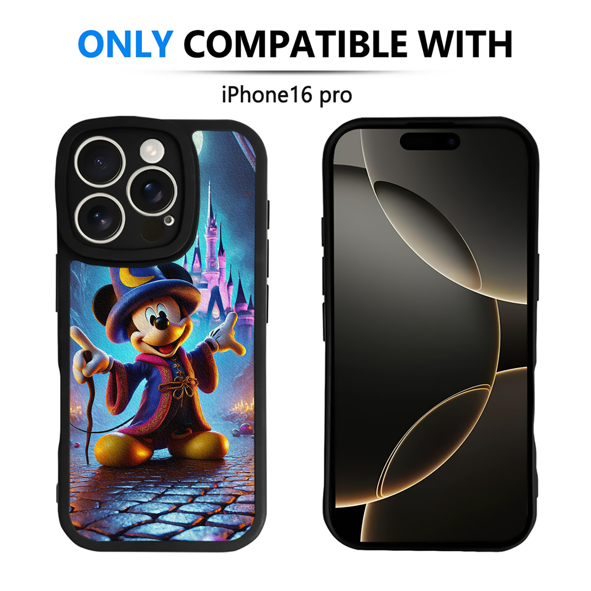 （画像用） ミッキーマウス Mickey Mouse 【iPhone 16シリーズ対応】シリコンスマホケース（レザー調） 材質：シリコン